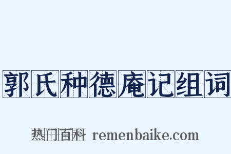 郭氏种德庵记组词是什么意思的图片